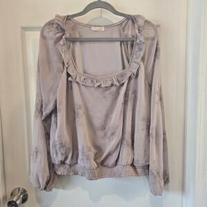 Love Stitch Shelby Embroidered Chiffon Crop Top Size L